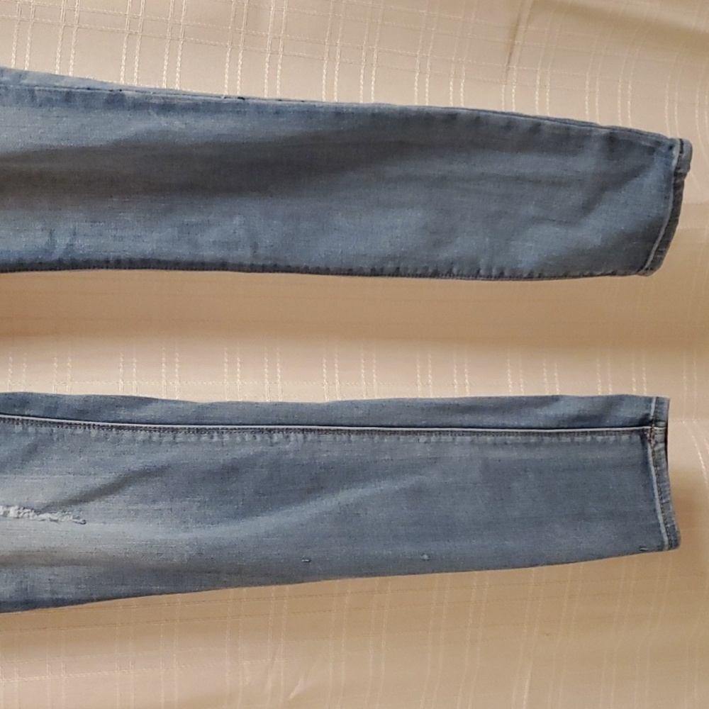 Express Jeans Womens Size 4 Long 4L Blue Legging zelda Ultra Low Rise Distressed - Picture 3 of 16